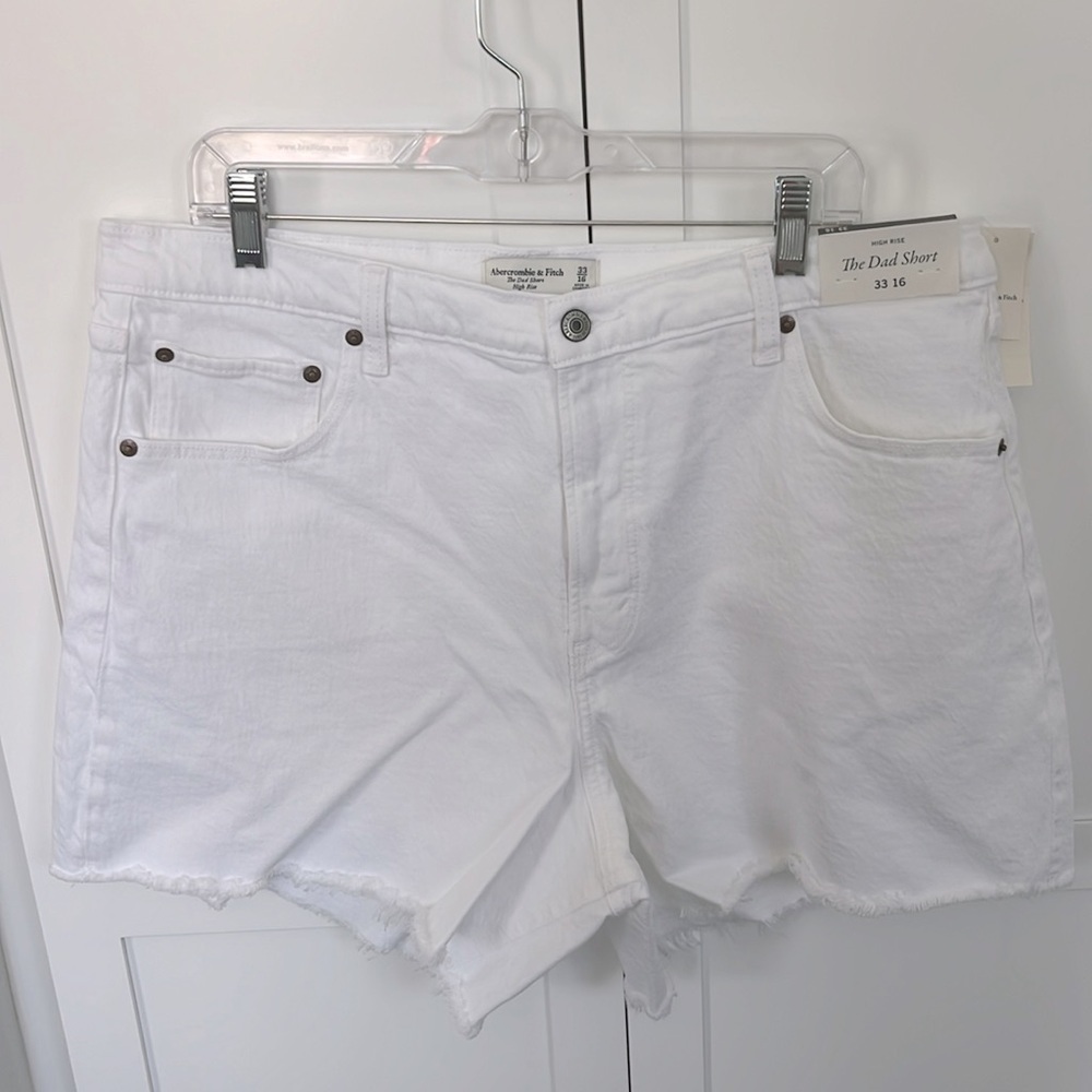 ABERCROMBIE and FITCH Jeans $70 Women The Dad Short Frayed Hem Plus Size 16 NWT - Picture 6 of 8